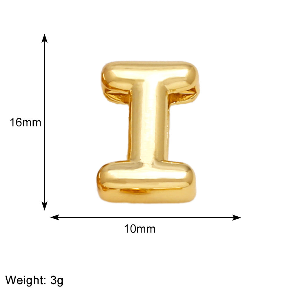 Letra I para pulsera enchapado en oro 18K