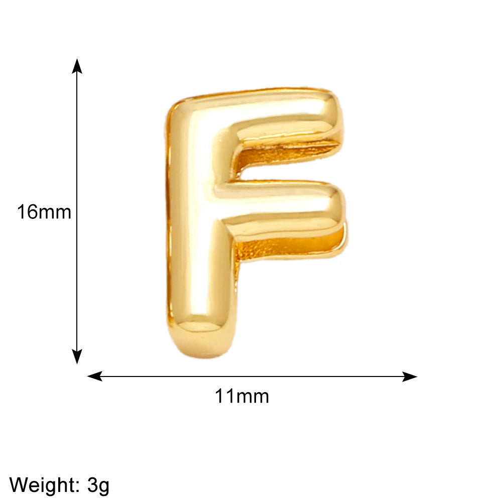 Letra F para pulsera enchapado en oro 18K