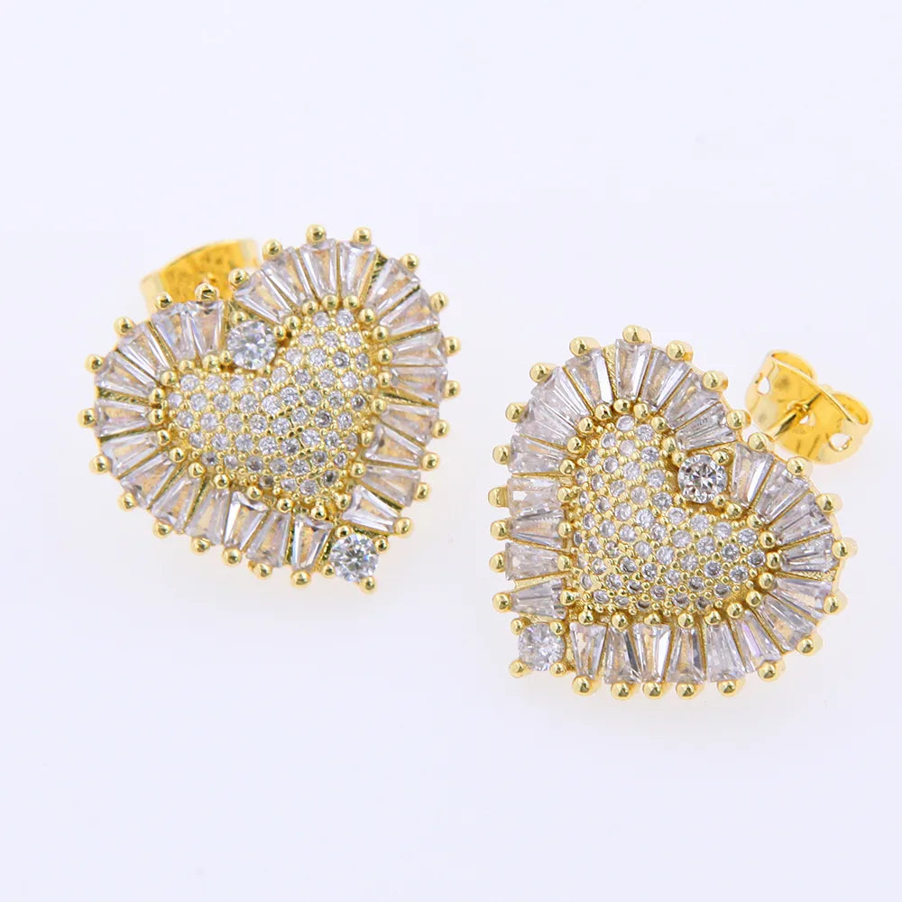 Aretes de corazon y circonia