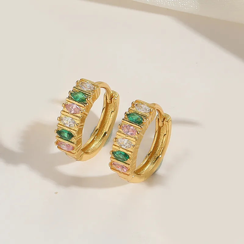 Hoops peque–o circonia verde blanco y rosado