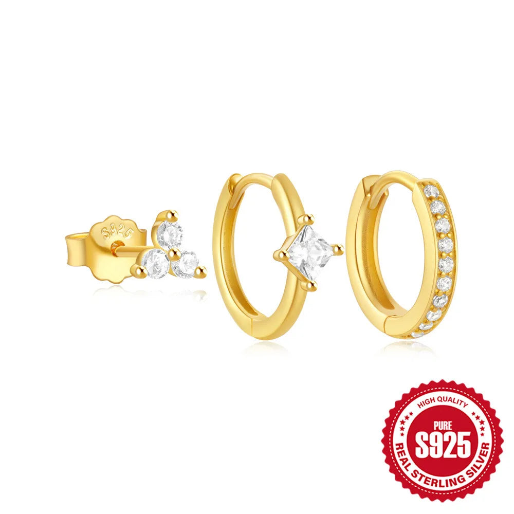 Set de plata 925 de 3 piezas por color -Oro #10|Plata 925