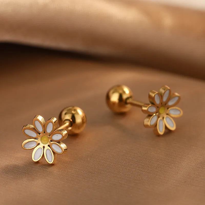 Aretes de flores con rosca