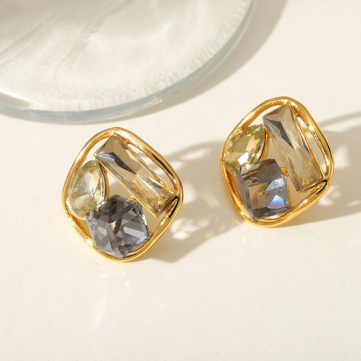 Aretes con Piedras de Acero Inoxidable