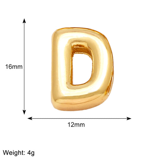 Letra D para pulsera enchapado en oro 18K