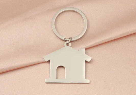 Llavero plateado de Casa para grabado láser Acero Inoxidable