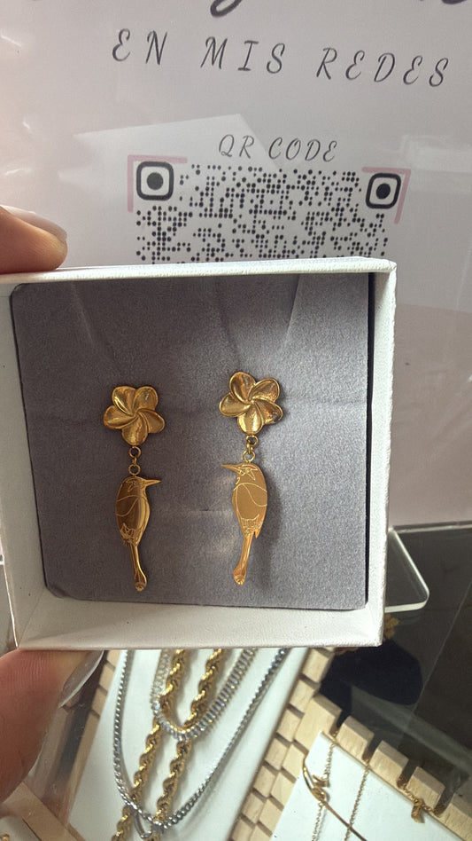 Aretes flor de Sacuajonche y guardabarranco