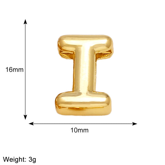 Letra I para pulsera enchapado en oro 18K