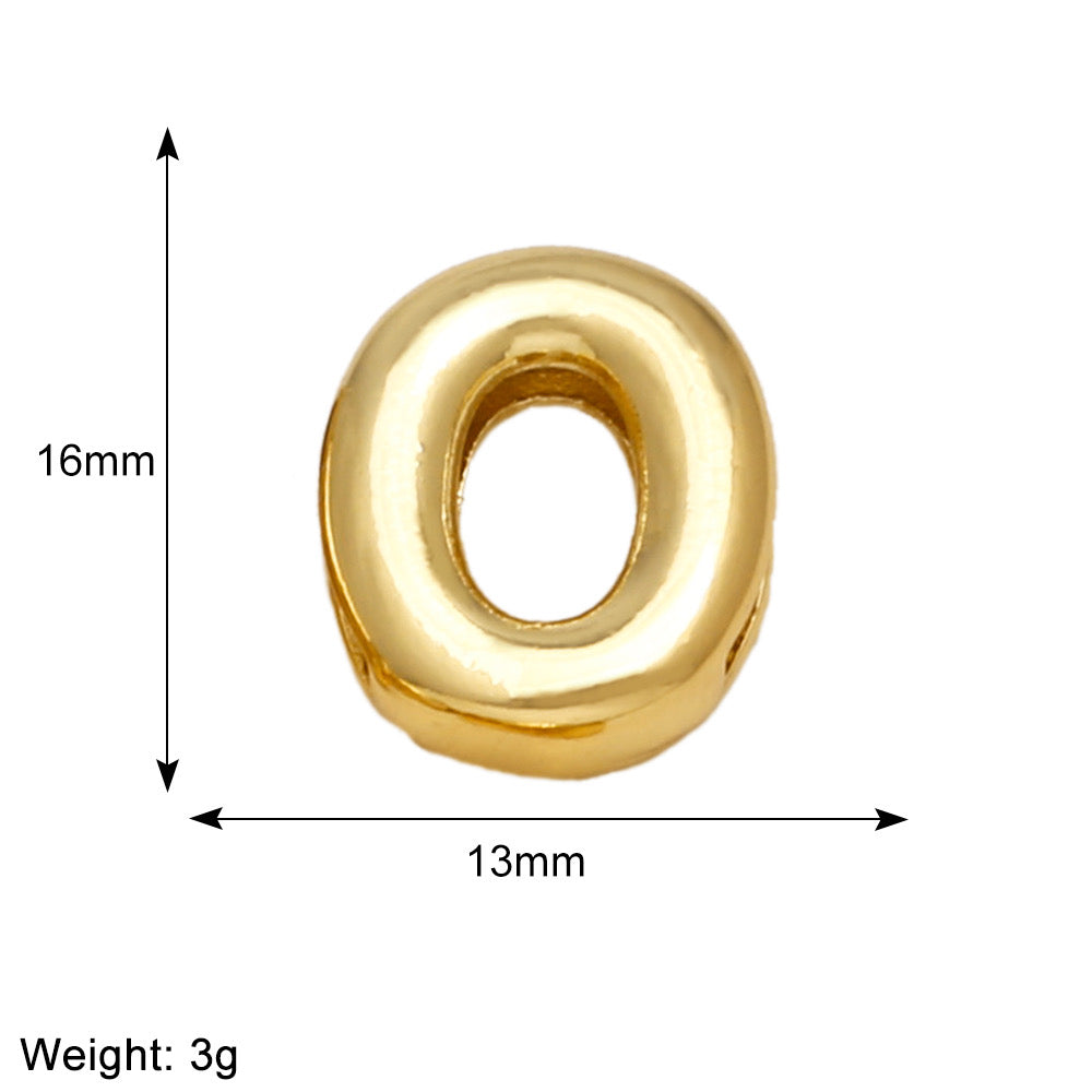 Letra 0 para pulsera enchapado en oro 18K