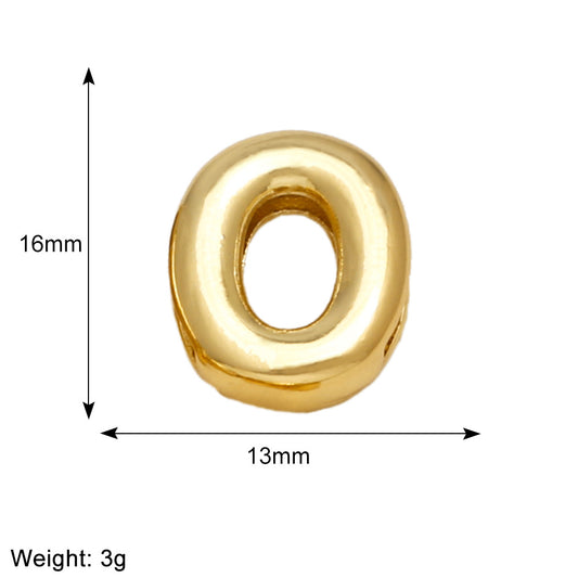 Letra 0 para pulsera enchapado en oro 18K