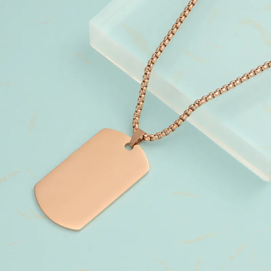 Cadena para hombre color Rose Gold  tipo placa militar