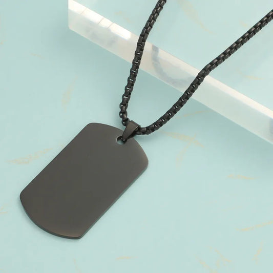 Cadena para hombre color negro tipo placa militar