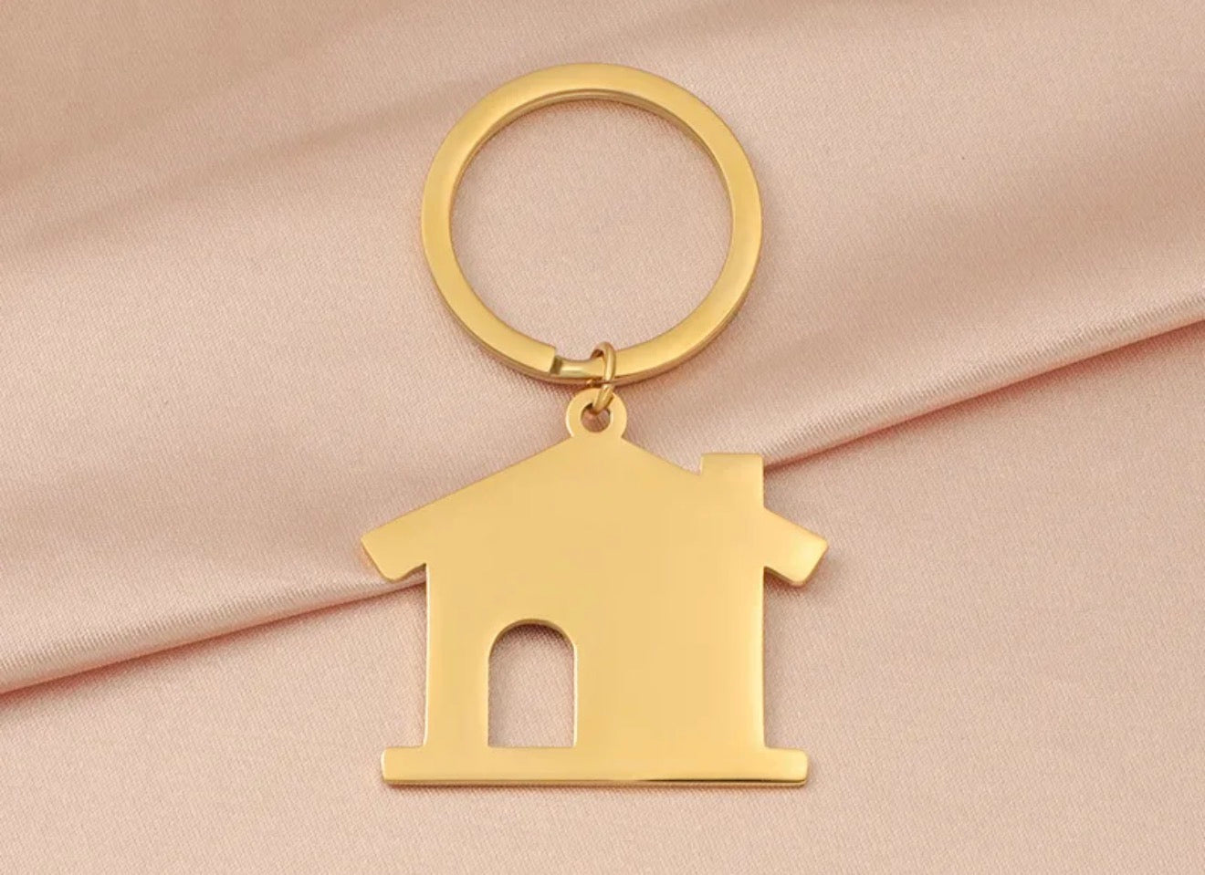 Llavero dorado de Casa para grabado láser Acero Inoxidable