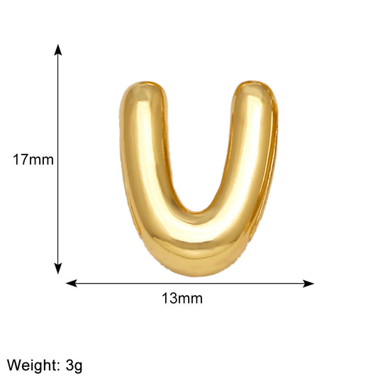 Letra U para pulsera enchapado en oro 18K