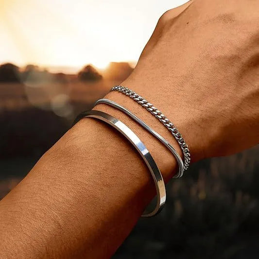 Pulsera triple  Color plateado, Unisex