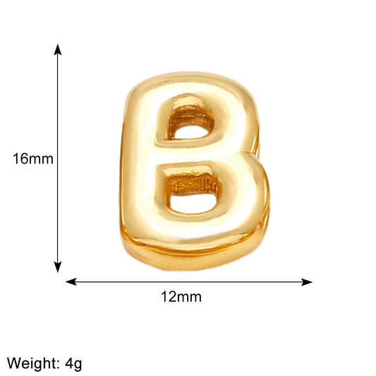 Letra B para pulsera enchapado en oro 18K