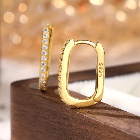 Hoops de plata color dorado 925 con circonita