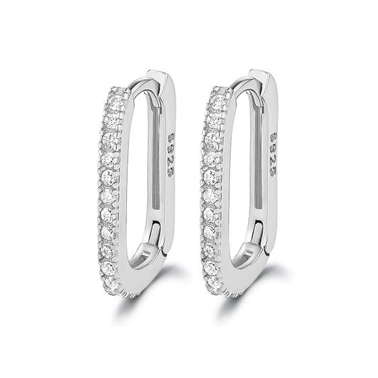 Hoops de plata 925 con circonita  color plateado
