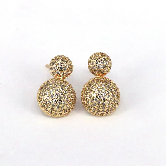 Aretes doble círculo con circon dorado