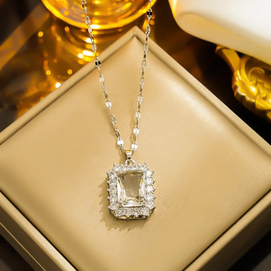 Cadena de circonita blanca plata