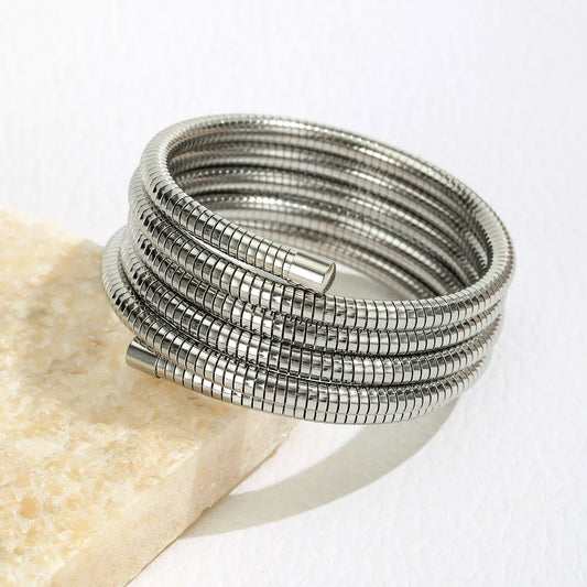 Brazalete estilo serpiente plateado