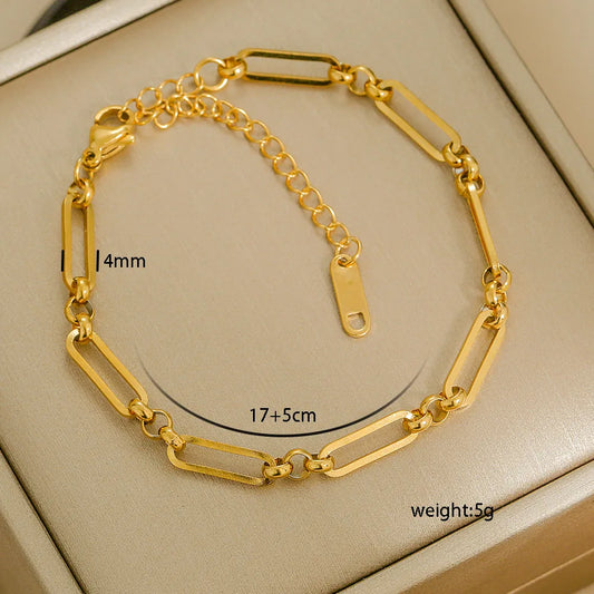 Pulsera dorada de clip grueso 6-8