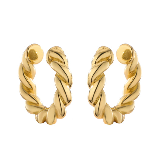 Earcuff color  Oro en forma de pelotitas