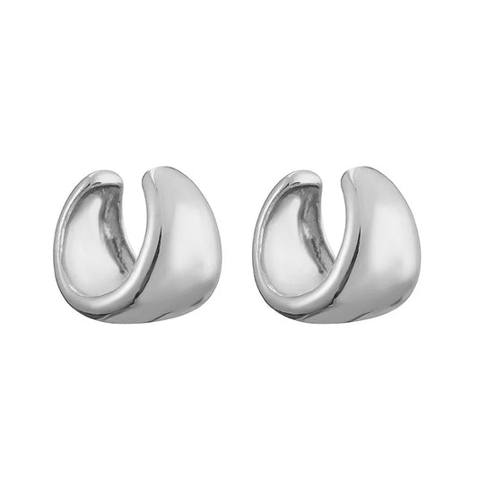 earcuff 1 par en forma de C superficie amplia de Color plateado