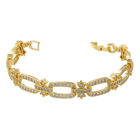 Pulsera dorada ovalo con diamante