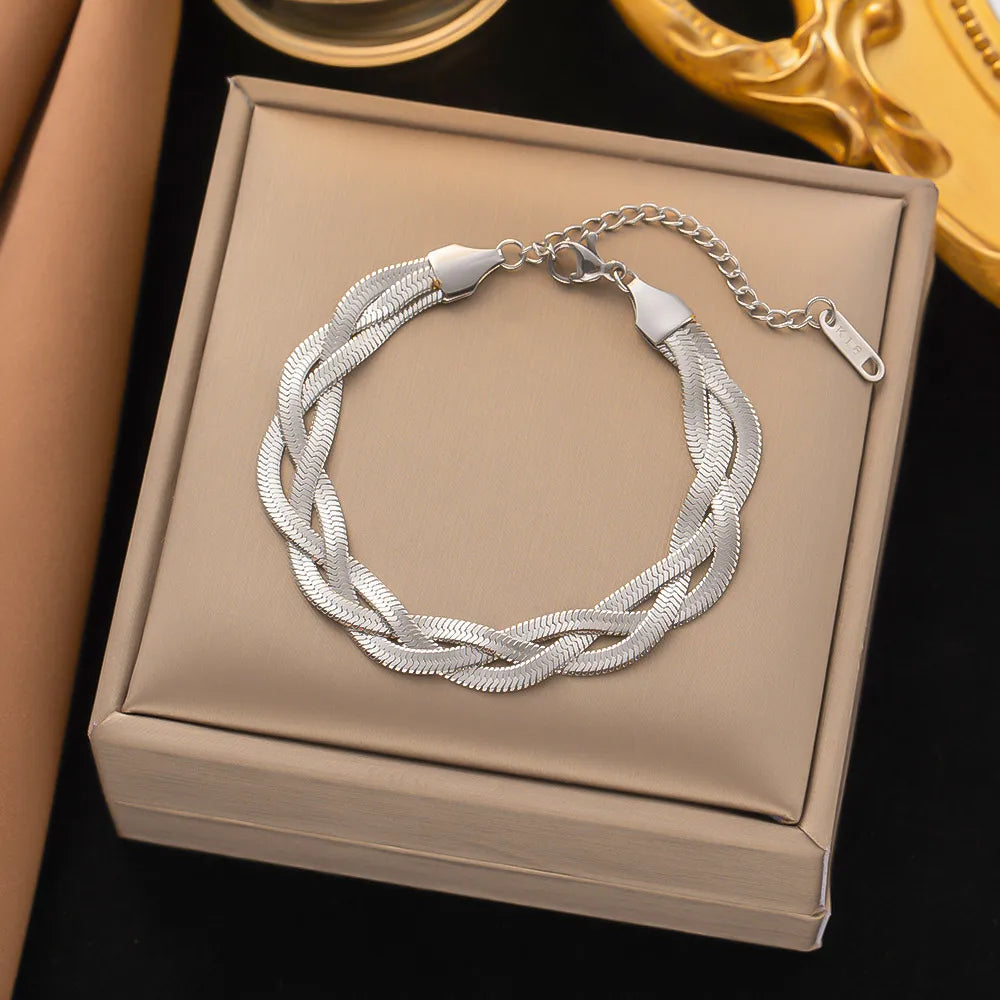 Pulsera triple plateada