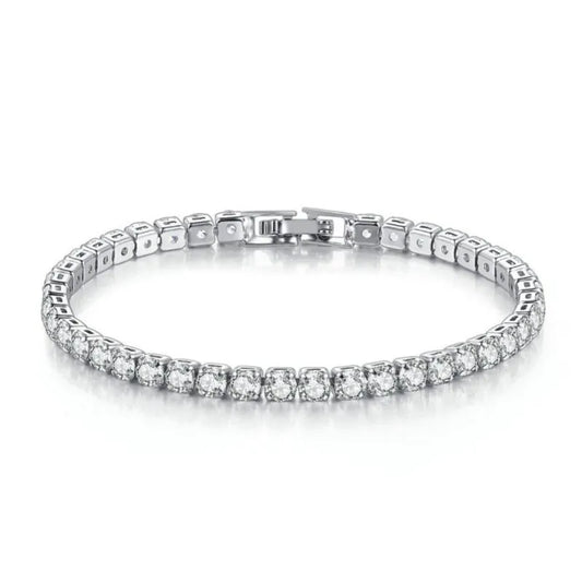 Pulsera de diamantes color plateado