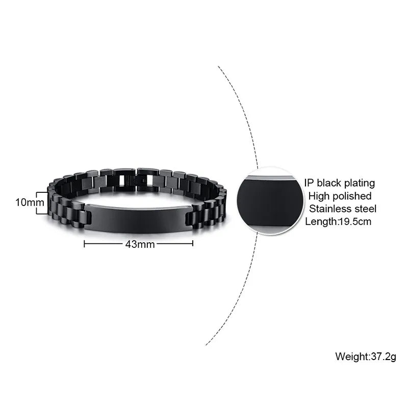 pulsera Color negro Acero inoxidable 10mm * 21cm