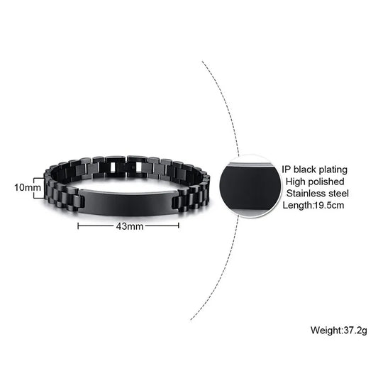 pulsera Color negro Acero inoxidable 10mm * 21cm