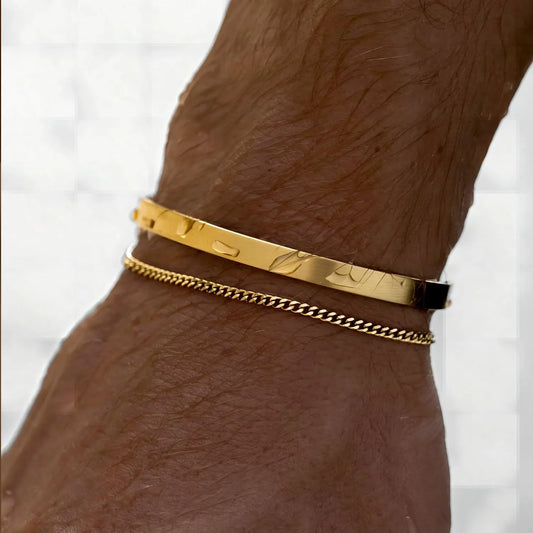 Pulsera doble eslabones cubanos de Color dorado, UNISEX