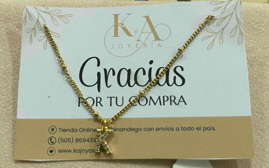 Cadena con Dije circonita letra K