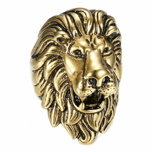 Anillo Vintage grueso de león Acero inoxidable