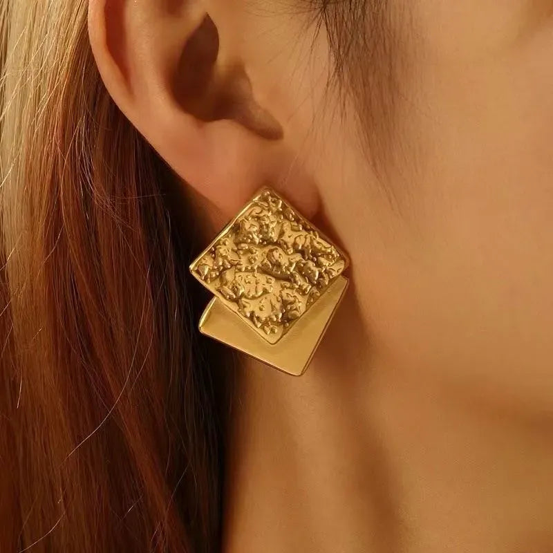 Aretes doble cuadrado Acero Inox