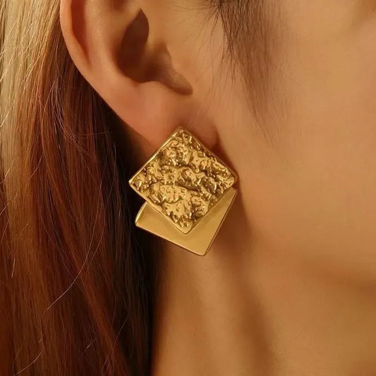 Aretes doble cuadrado Acero Inox