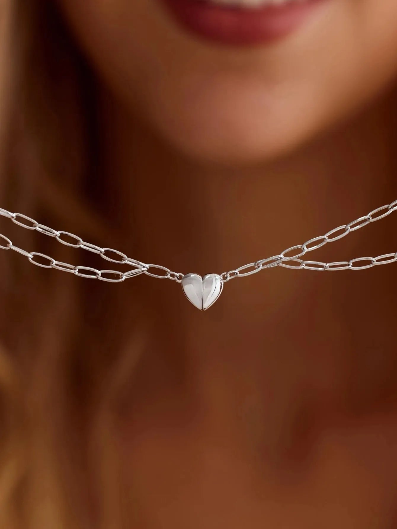 Pulsera de corazón Magnetico plateada