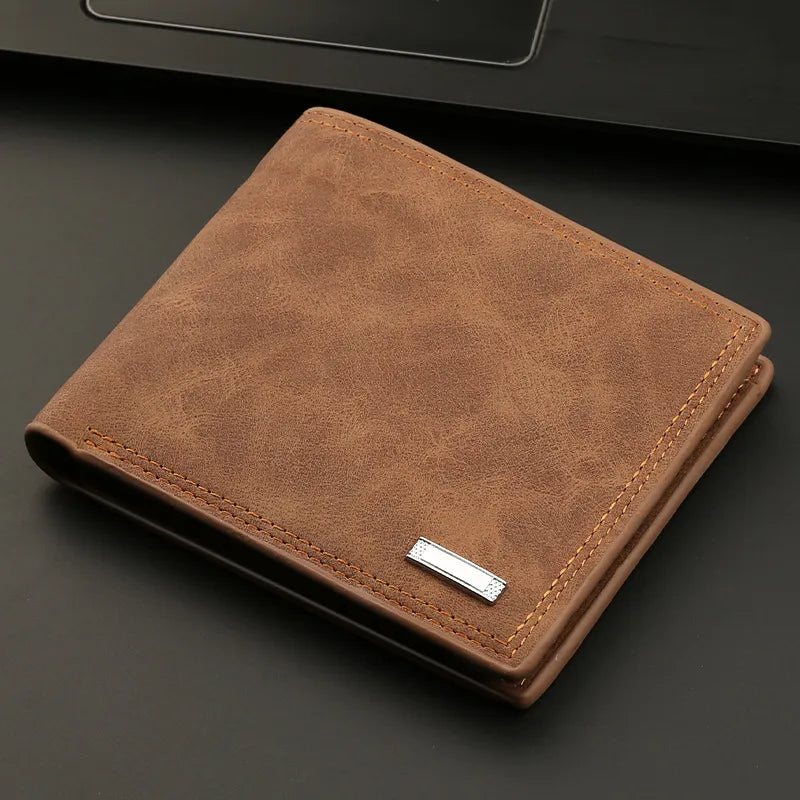 Billetera de cuero sintetico café claro