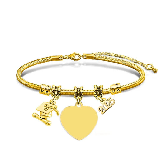Pulsera de graduacion 2025 Dorada. Aleacion chapado en oro.