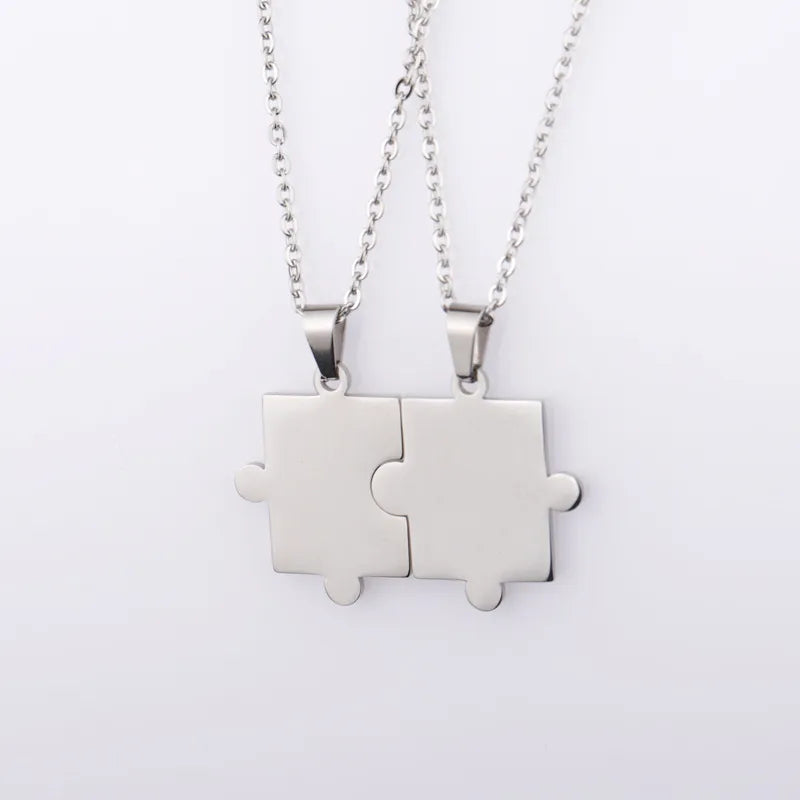 Cadena doble Rompecabezas plateado Acero Inoxidable 304 Estilo Simple Resistente Al Agua Y Deslustre
